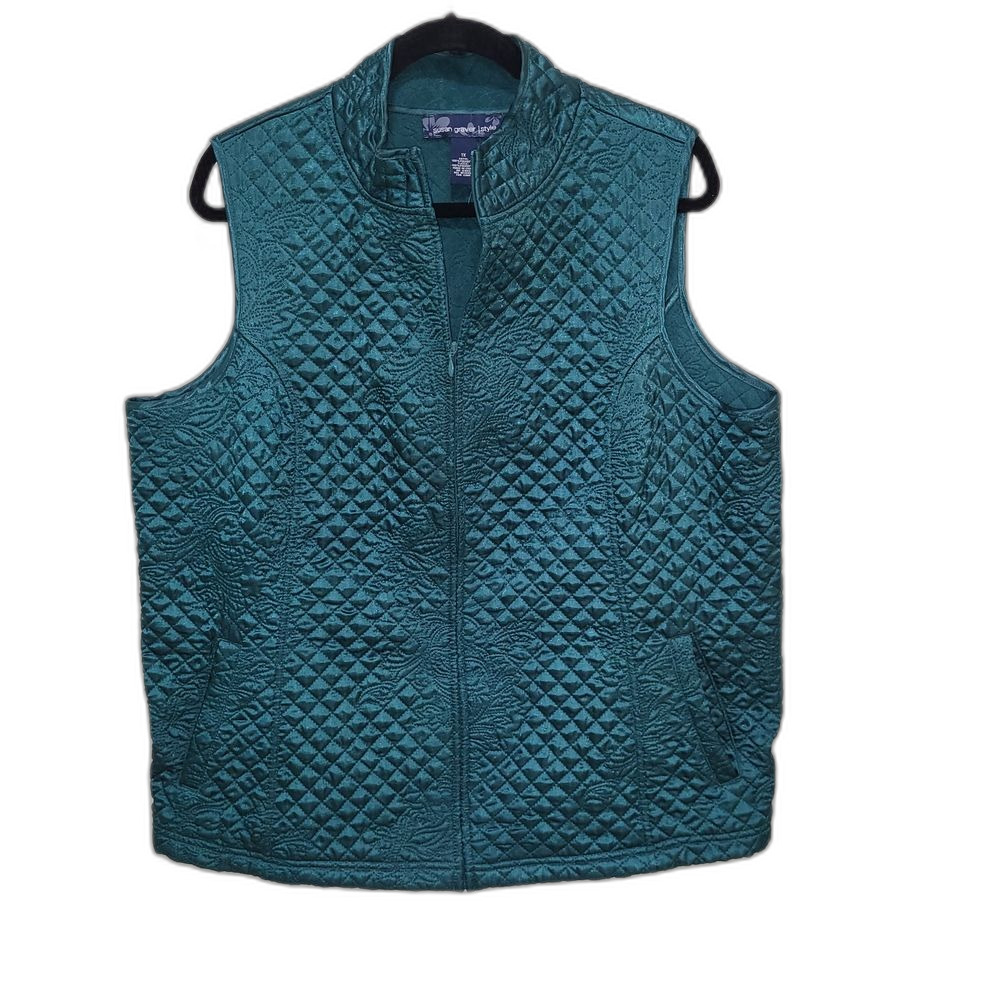 Susan Graver Teal Quilted Vest 1X
